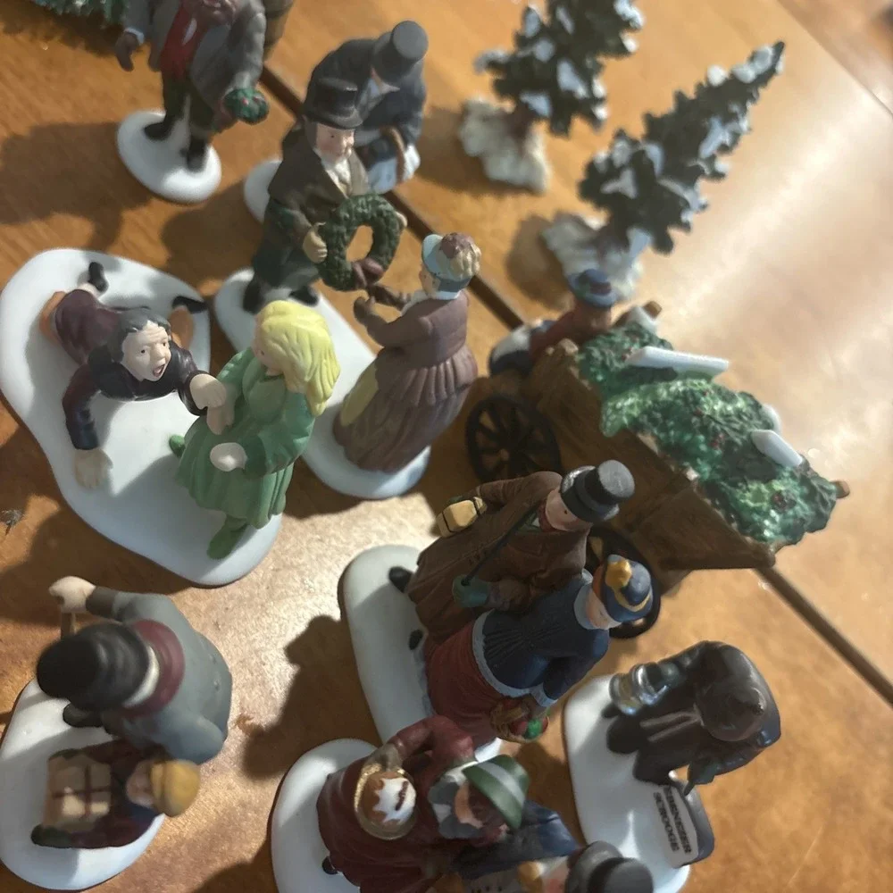 Dept 56 Lot People Wagon Fence Trees Clock Scrooge Ladder Christmas Village Huge